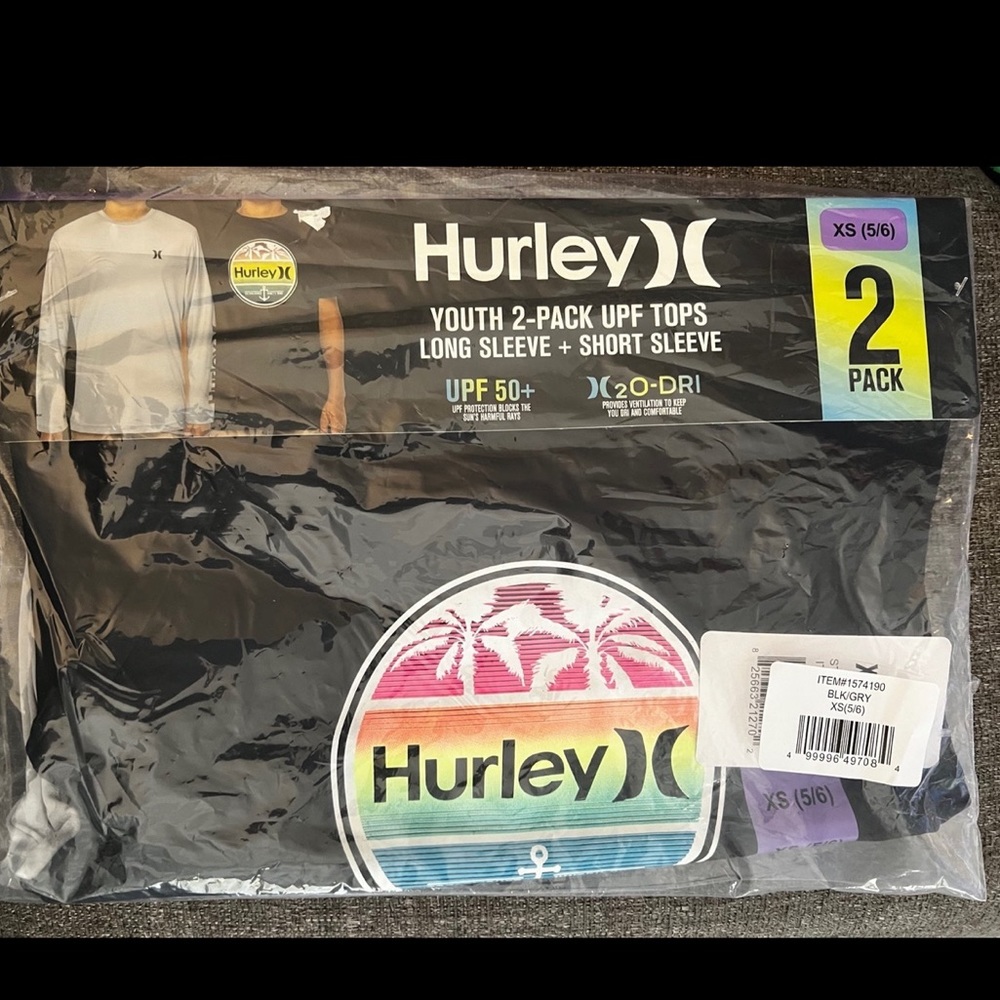 Hurley Kids Dri-Fit Long Sleeve & Short Sleeve 2 Pack | Size 5/6 Youth XS | New